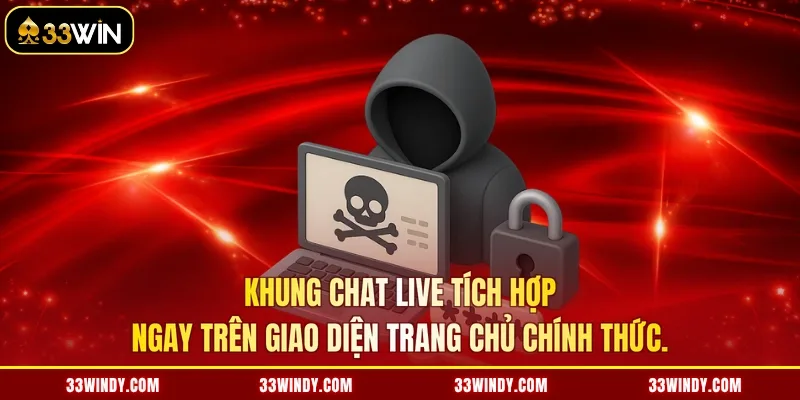 Khung chat live tích hợp ngay trên giao diện trang chủ chính thức.